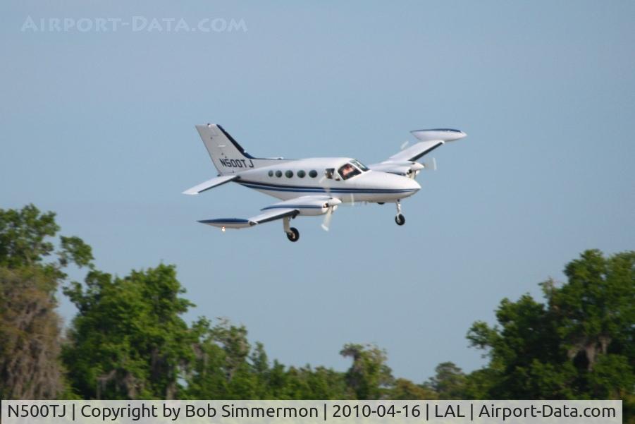 N500TJ, 1974 Cessna 421B Golden Eagle C/N 421B0585, Arriving at Lakeland, FL during Sun N Fun 2010.