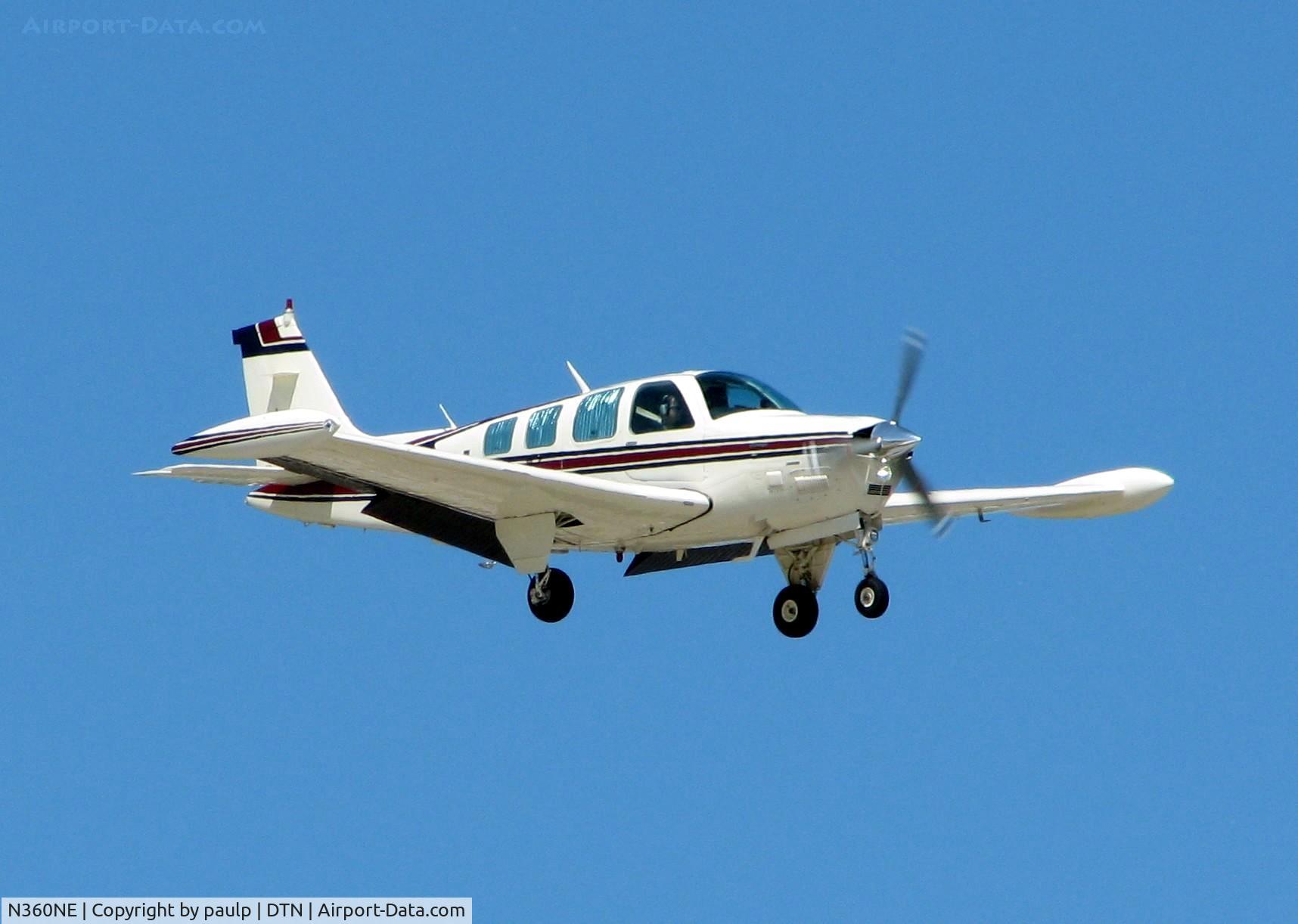 N360NE, 1980 Beech A36TC Bonanza 36 C/N EA-128, Landing at Downtown Shreveport.
