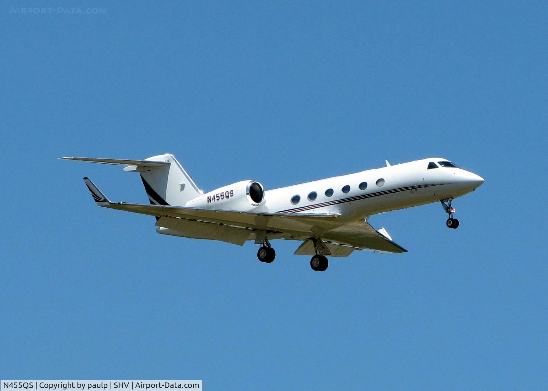 N455QS, 2007 Gulfstream Aerospace GIV-X (G450) C/N 4074, Landing at Shreveport Regional.