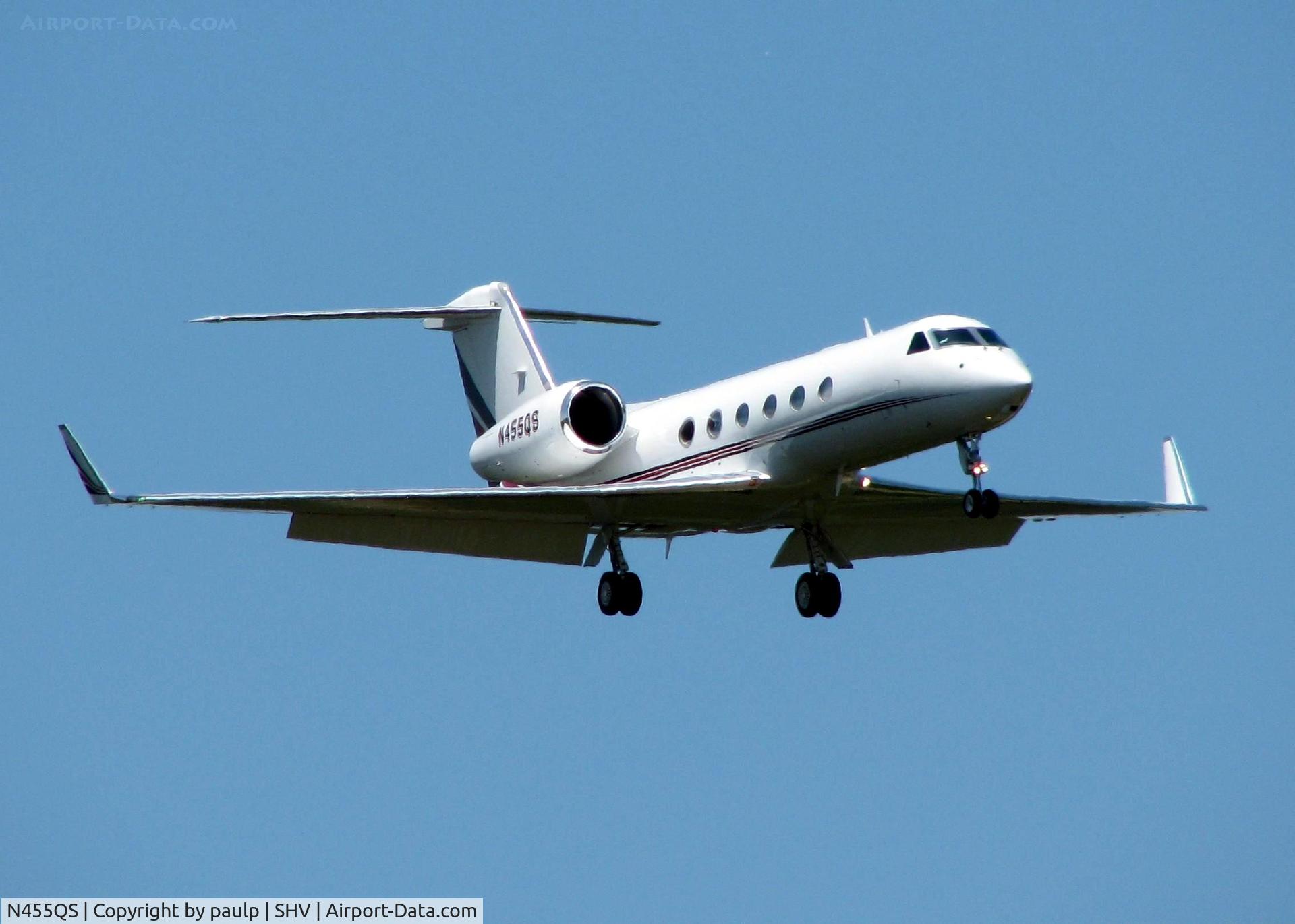 N455QS, 2007 Gulfstream Aerospace GIV-X (G450) C/N 4074, Landing at Shreveport Regional.