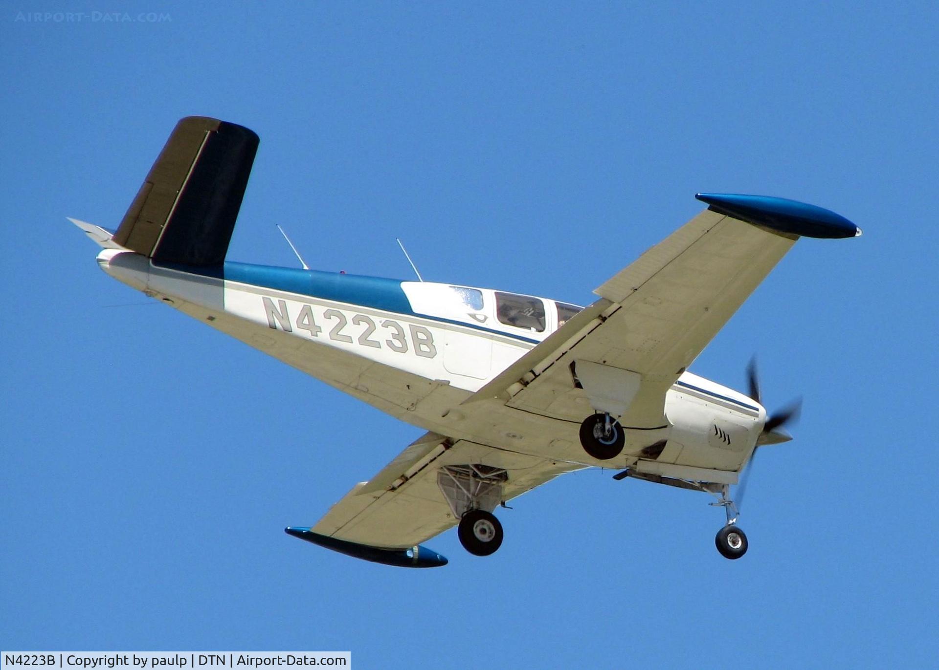 N4223B, 1955 Beech F35 Bonanza C/N D-4190, Landing at Downtown Shreveport.