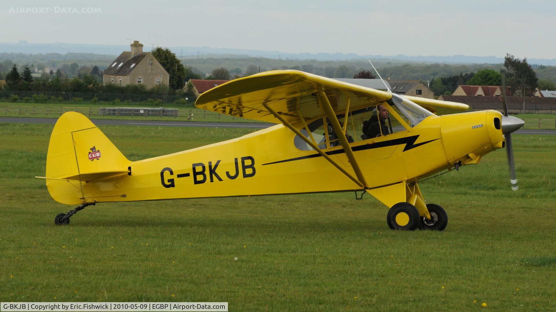 G-BKJB, 1950 Piper L-21A Super Cub (PA-18-125) C/N 18-574, 3. G-BKJB departing Kemble Airport (Great Vintage Flying Weekend)