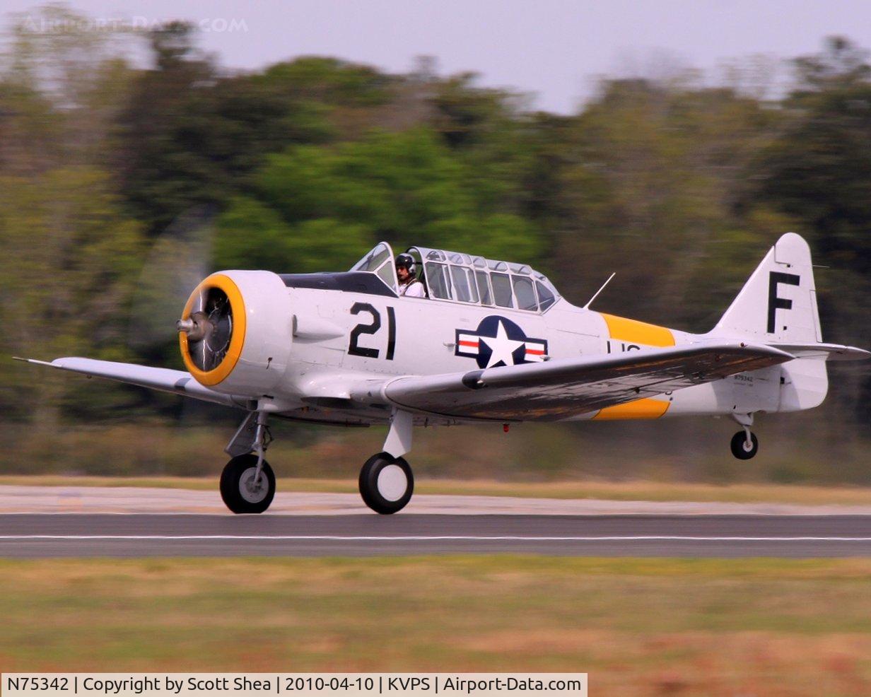 N75342, 1956 North American AT-6D Texan C/N 42-44641, Taking off for a display at Eglin AFB