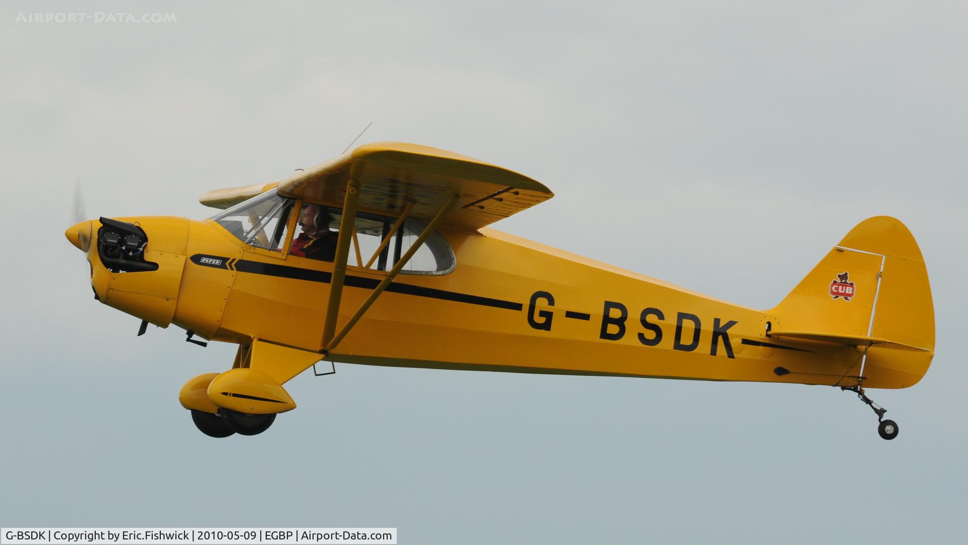 G-BSDK, 1941 Piper J-5A Cub Cruiser Cub Cruiser C/N 5-175, 4. G-BSDK departing Kemble Airport (Great Vintage Flying Weekend)