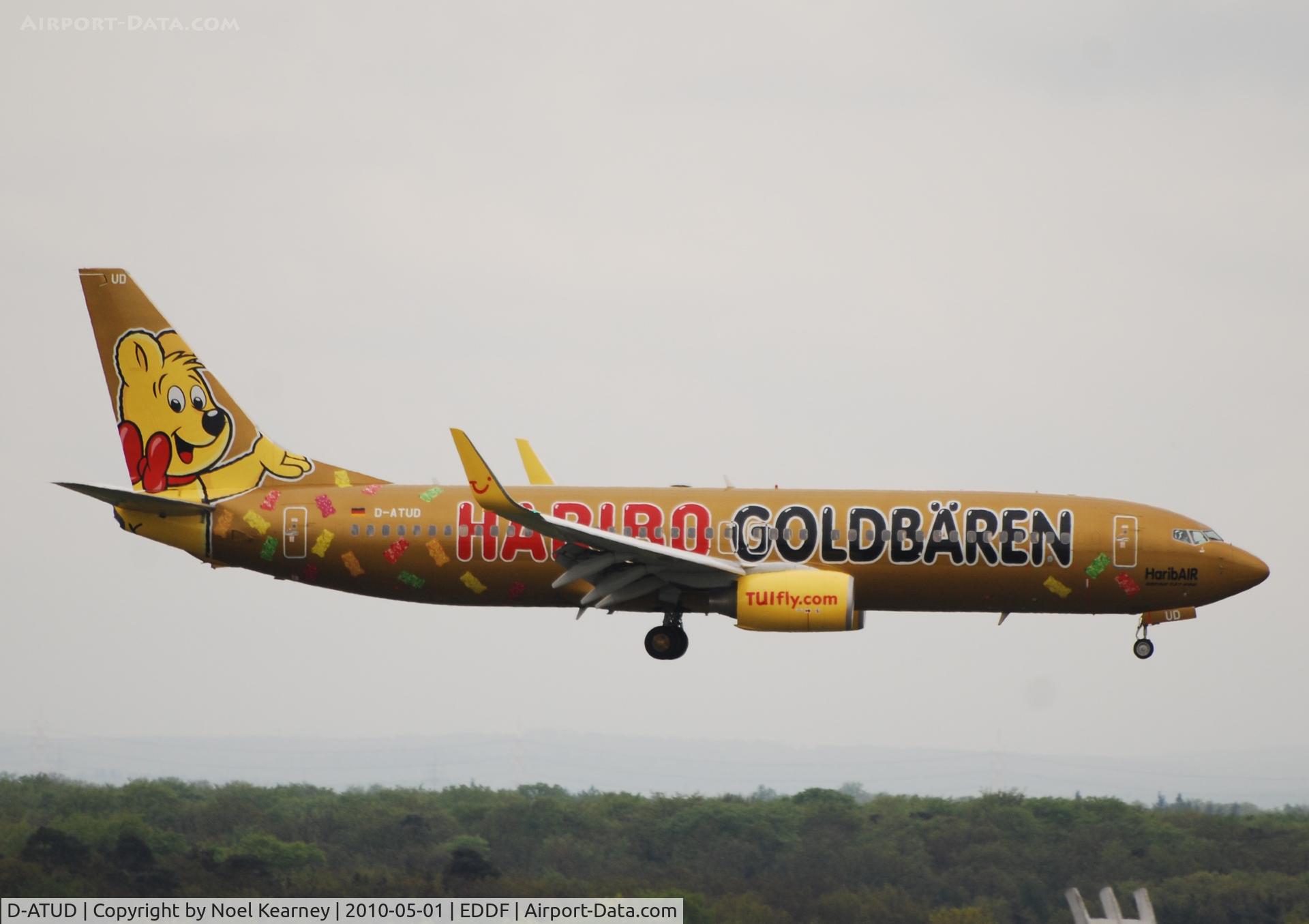 D-ATUD, 2006 Boeing 737-8K5 C/N 34685, TUI's special 'Haribo Golden Bear'.