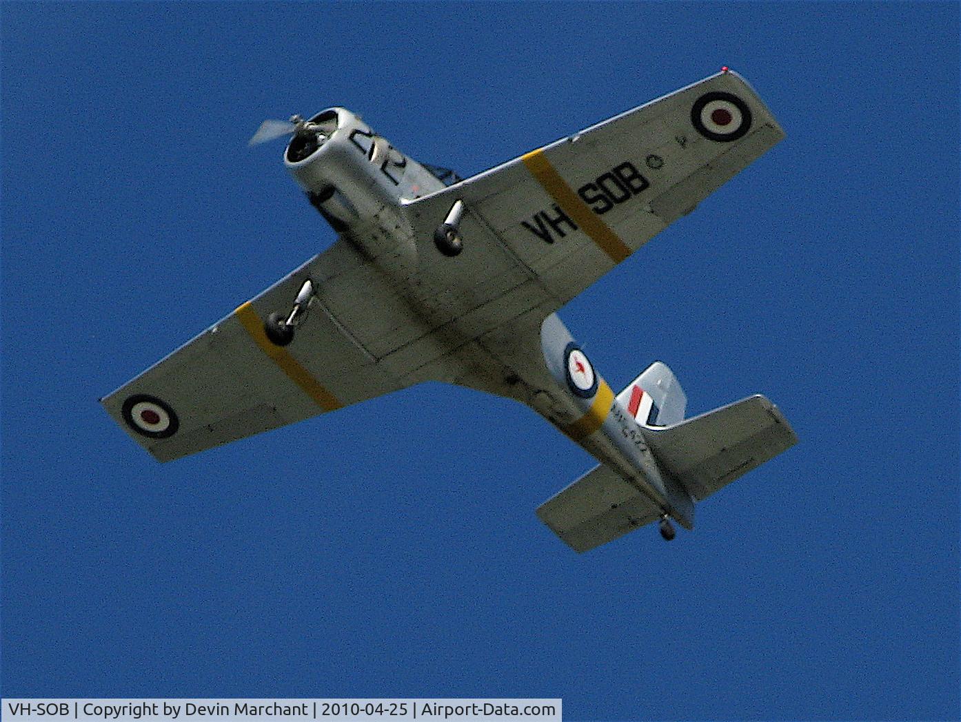 VH-SOB, 1956 Commonwealth CA-25 Winjeel C/N CA25-22, Fly By Anzac Parade Kallangur QLD