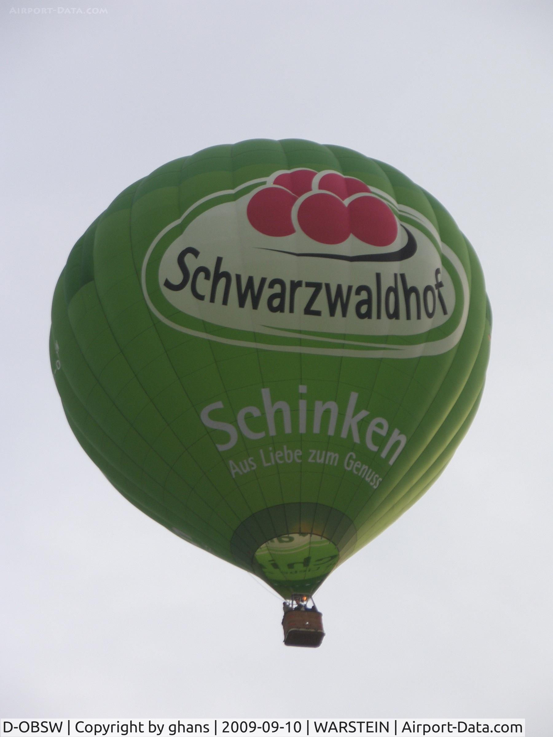 D-OBSW, 2008 Lindstrand Balloons LBL 150A C/N 1215, Schwarzwaldhof Schinken