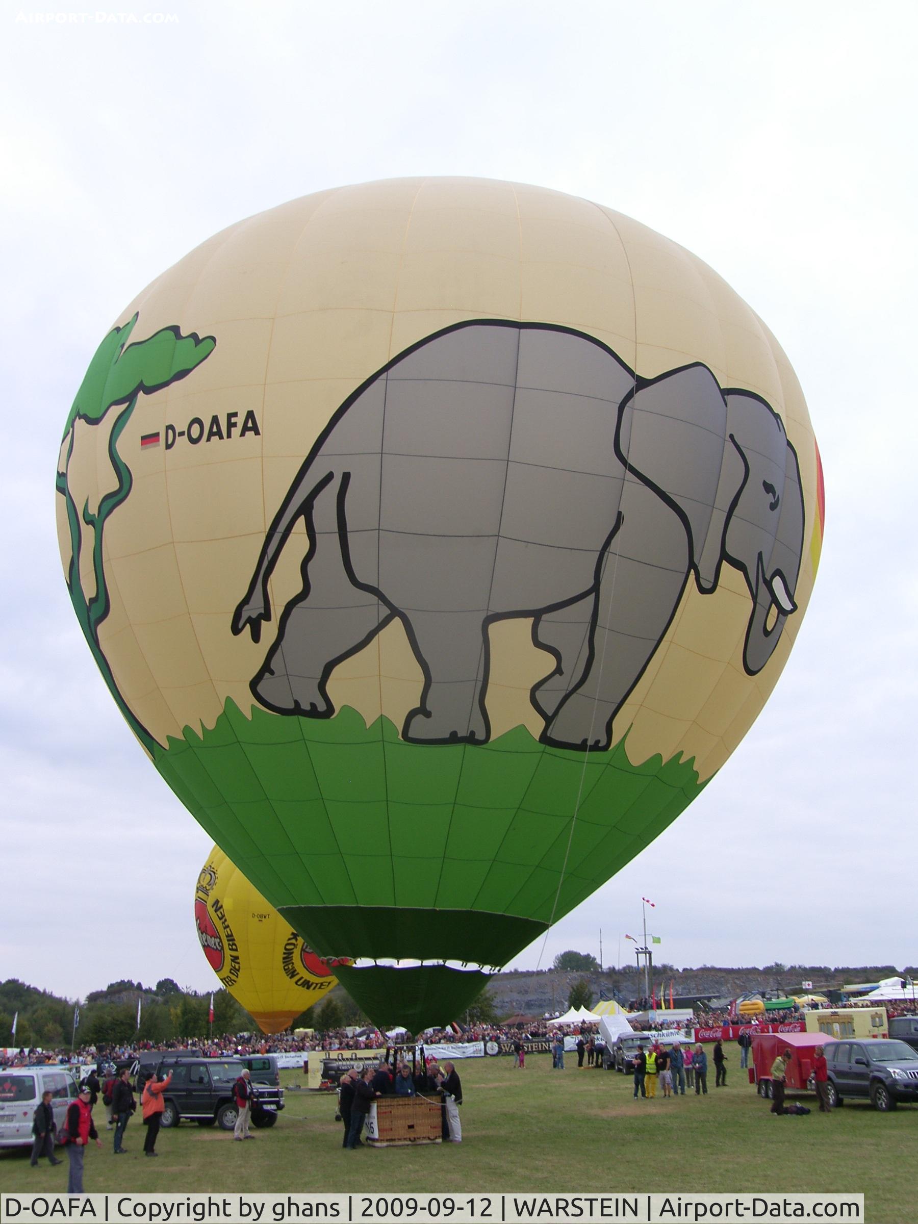 D-OAFA, 2004 Schroeder Fire Balloons G30/24 C/N 1088, Heavy balloon with this elephant as passenger