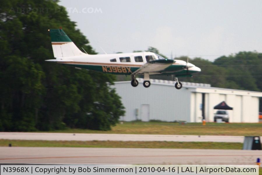 N3968X, 1975 Piper PA-34-200T C/N 34-7670009, Arriving at Lakeland, FL during Sun N Fun 2010.