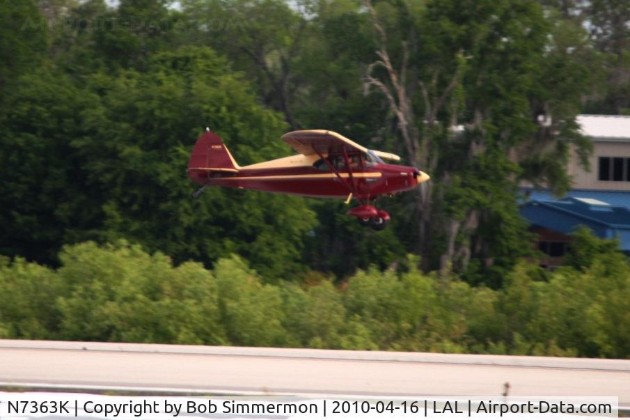 N7363K, 1950 Piper PA-20 Pacer C/N 20-271, Arriving at Lakeland, FL during Sun N Fun 2010.