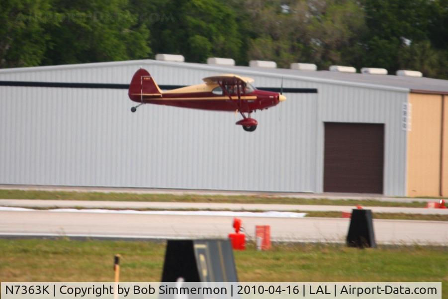 N7363K, 1950 Piper PA-20 Pacer C/N 20-271, Arriving at Lakeland, FL during Sun N Fun 2010.