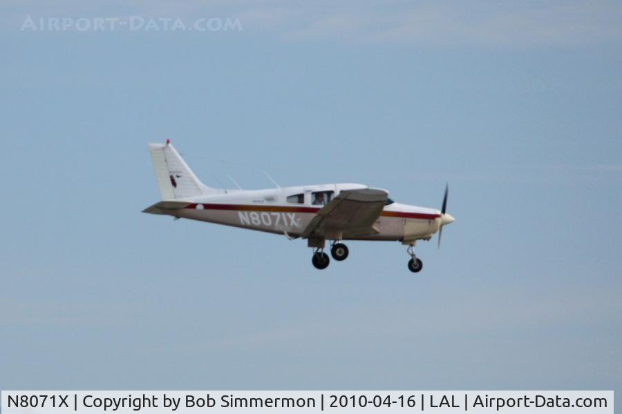N8071X, 1981 Piper PA-28-161 Cherokee Warrior II C/N 28-8216103, Arriving at Lakeland, FL during Sun N Fun 2010.