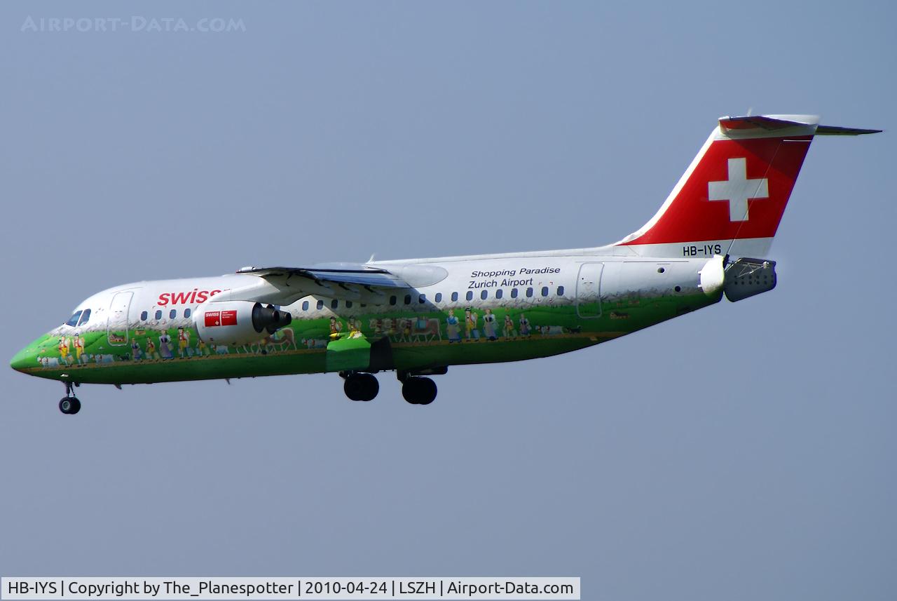 HB-IYS, 2001 British Aerospace Avro 146-RJ100 C/N E3381, The flying Shopping Promoter from Swiss European.