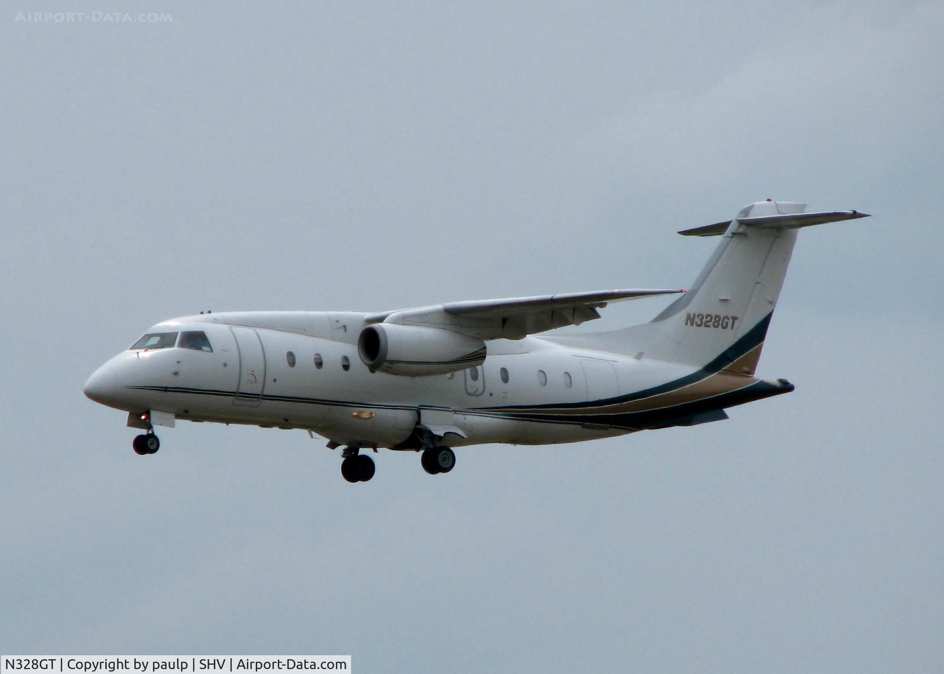 N328GT, 2001 Fairchild Dornier 328-300 328JET C/N 3183, Landing at Shreveport Regional.