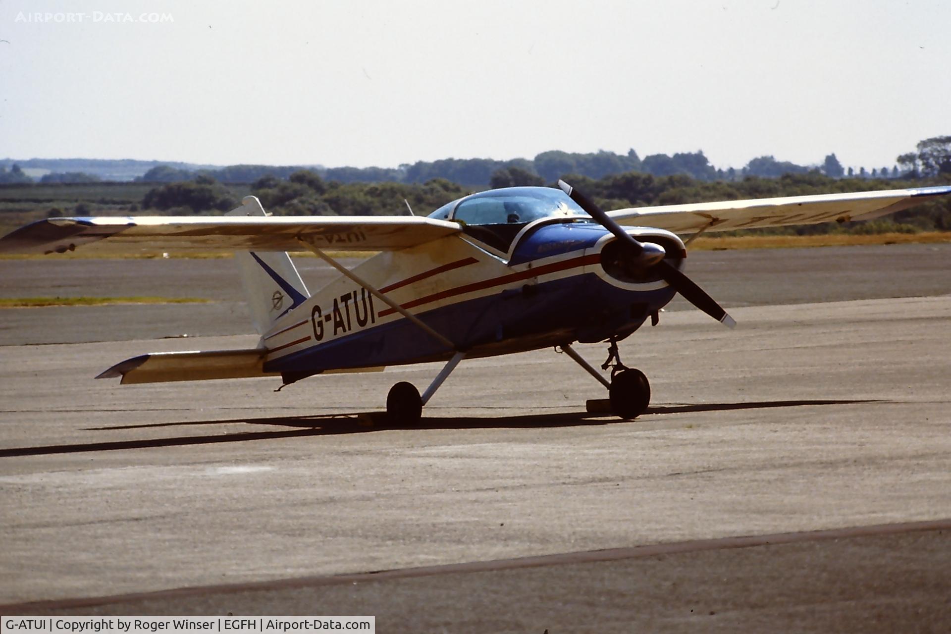 G-ATUI, 1966 Bolkow Bo-208C Junior C/N 611, Short stay at Swansea Airport. Date circa late 1970's/early 1980's.