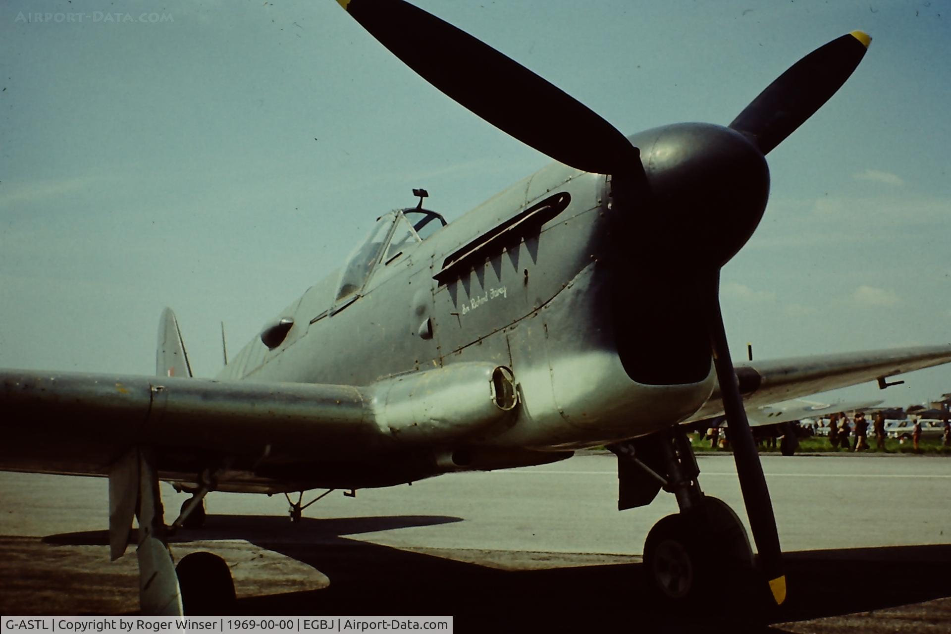 G-ASTL, 1944 Fairey Firefly 1 C/N F.5607, Z2033 in RN service. Later converted to TT.1. Part of the Skyfame Museum