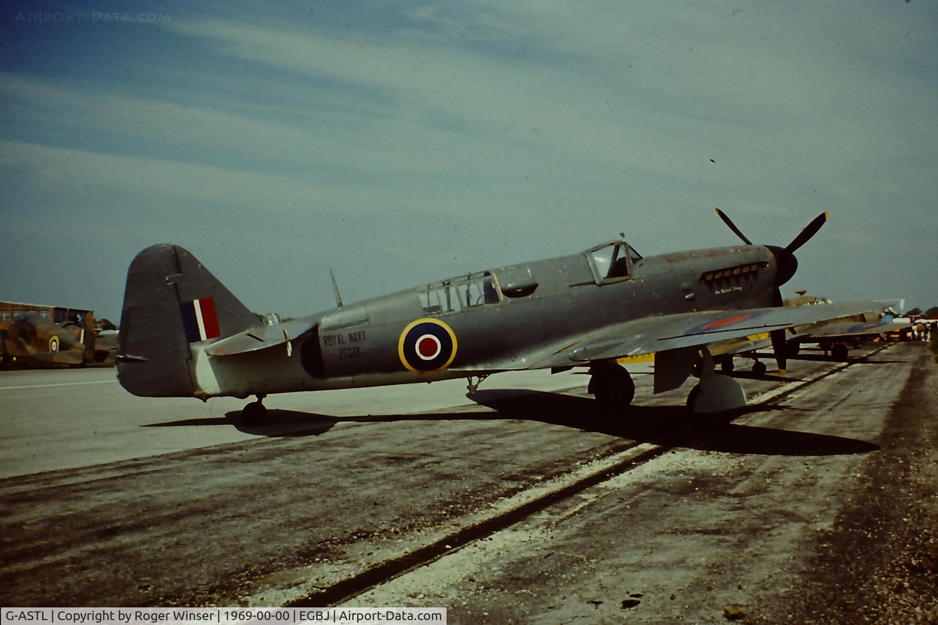 G-ASTL, 1944 Fairey Firefly 1 C/N F.5607, Z2033 in RN service. Later converted to TT.1. Part of the Skyfame Museum