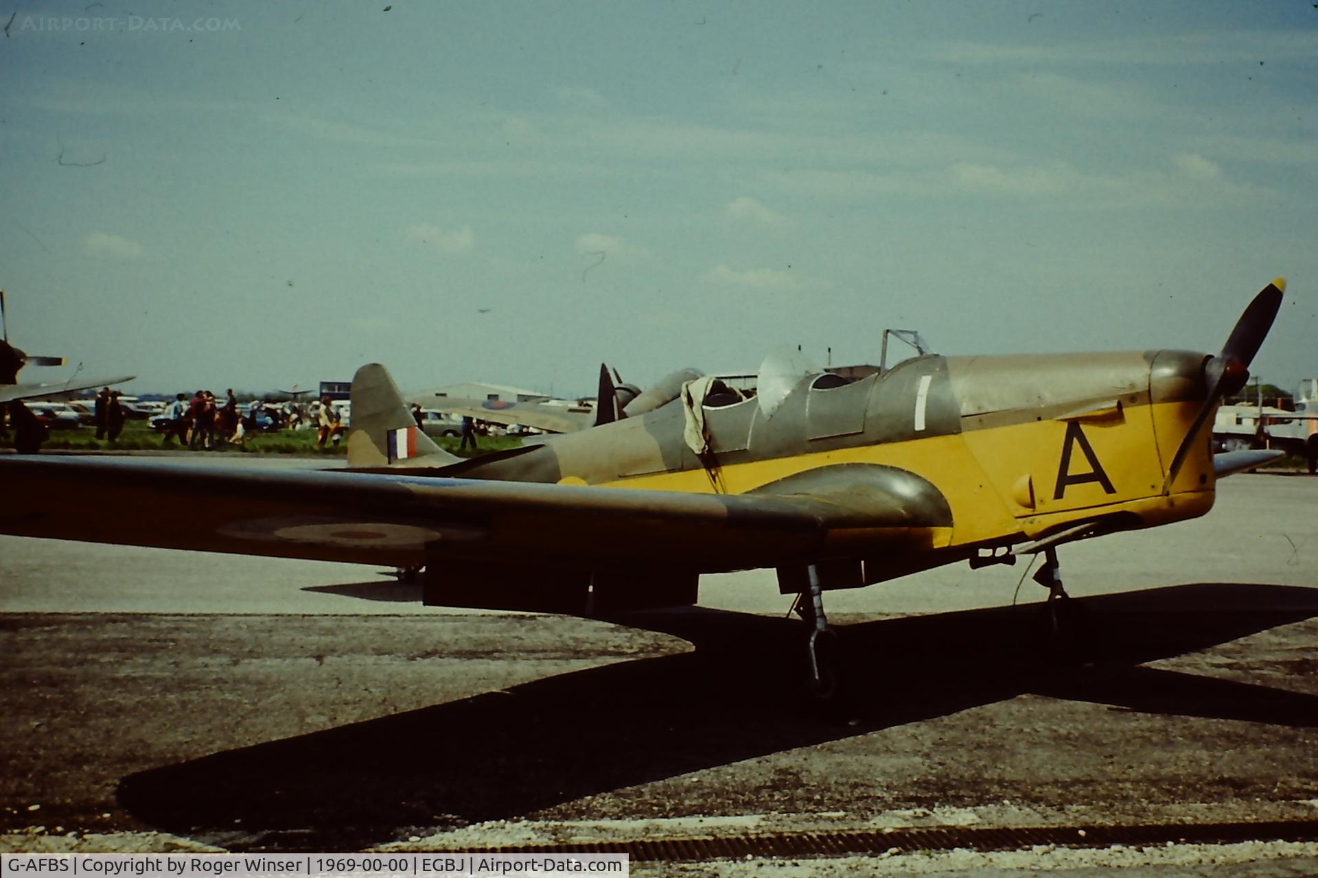 G-AFBS, 1937 Miles M14A Hawk Trainer 3 C/N 539, At the Skyfame Museum, Staverton Airport in 1969. Registered BB661 in RAF service