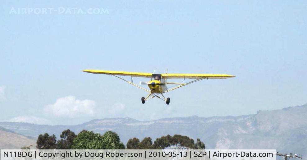 N118DG, 2008 Piper PA-18 Replica C/N 001, 2008 Ganzer XPA18, Continental O-200-A 100 Hp, Micro vortex generators, on final Rwy 22
