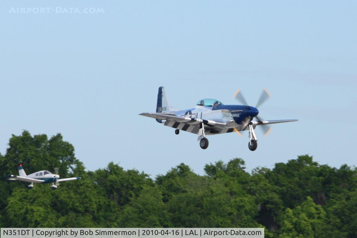 N351DT, 1944 North American P-51D Mustang C/N 122-41042, Landing on 9 during Sun N Fun 2010 at Lakeland, FL.