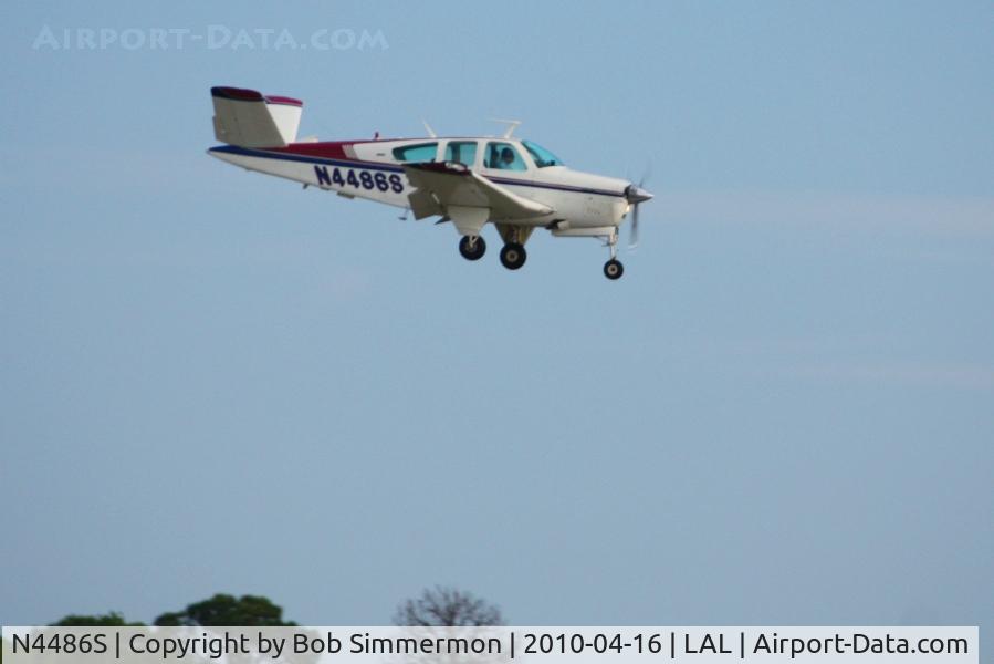 N4486S, 1975 Beech V35B Bonanza C/N D-9788, Arriving at Lakeland, FL during Sun N Fun 2010.