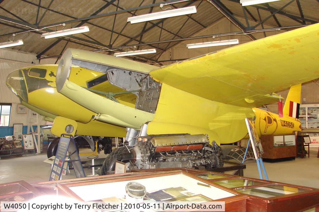 W4050, 1940 De Havilland DH.98 Mosquito Prototype C/N 98001, 1940 De Havilland Aircraft Co. Ltd DH-98 Mosquito Prototype, c/n: 198001 , exhibited at De Havilland Aircraft Heritage Centre at London Colney