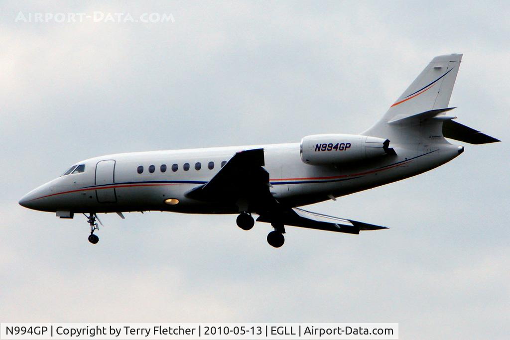 N994GP, 2007 Dassault Falcon 2000EX C/N 105, Falcon 2000EX at Heathrow
