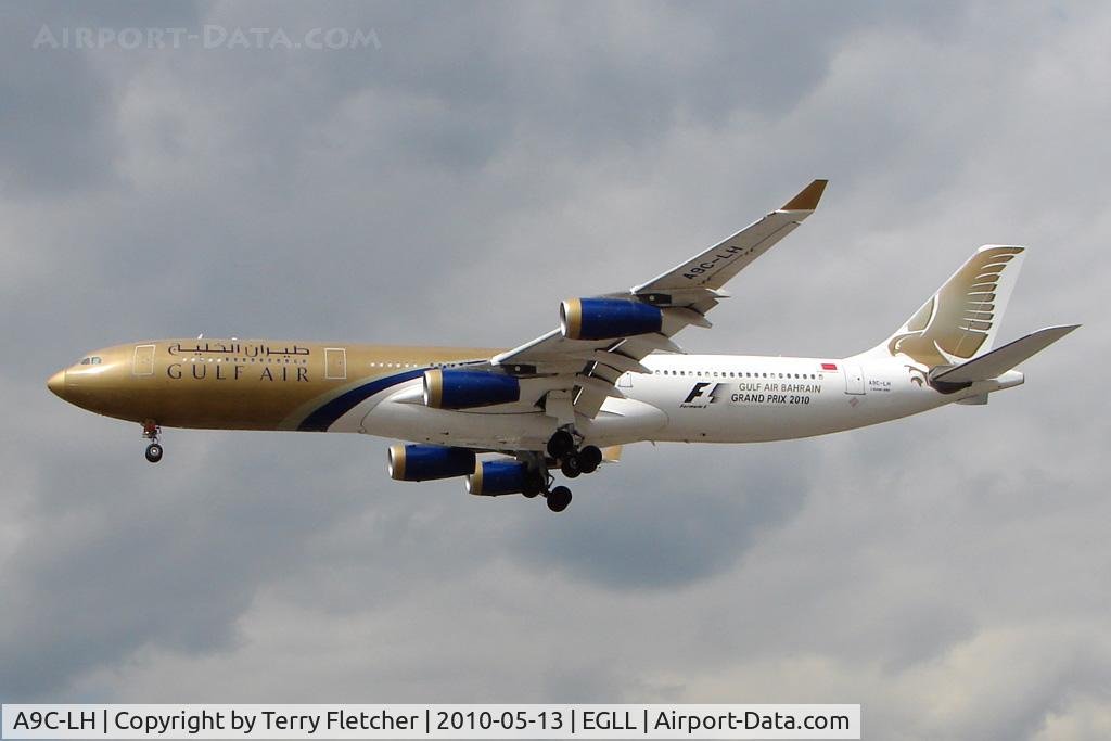 A9C-LH, 1998 Airbus A340-313X C/N 215, Gulf Air A340 at Heathrow
