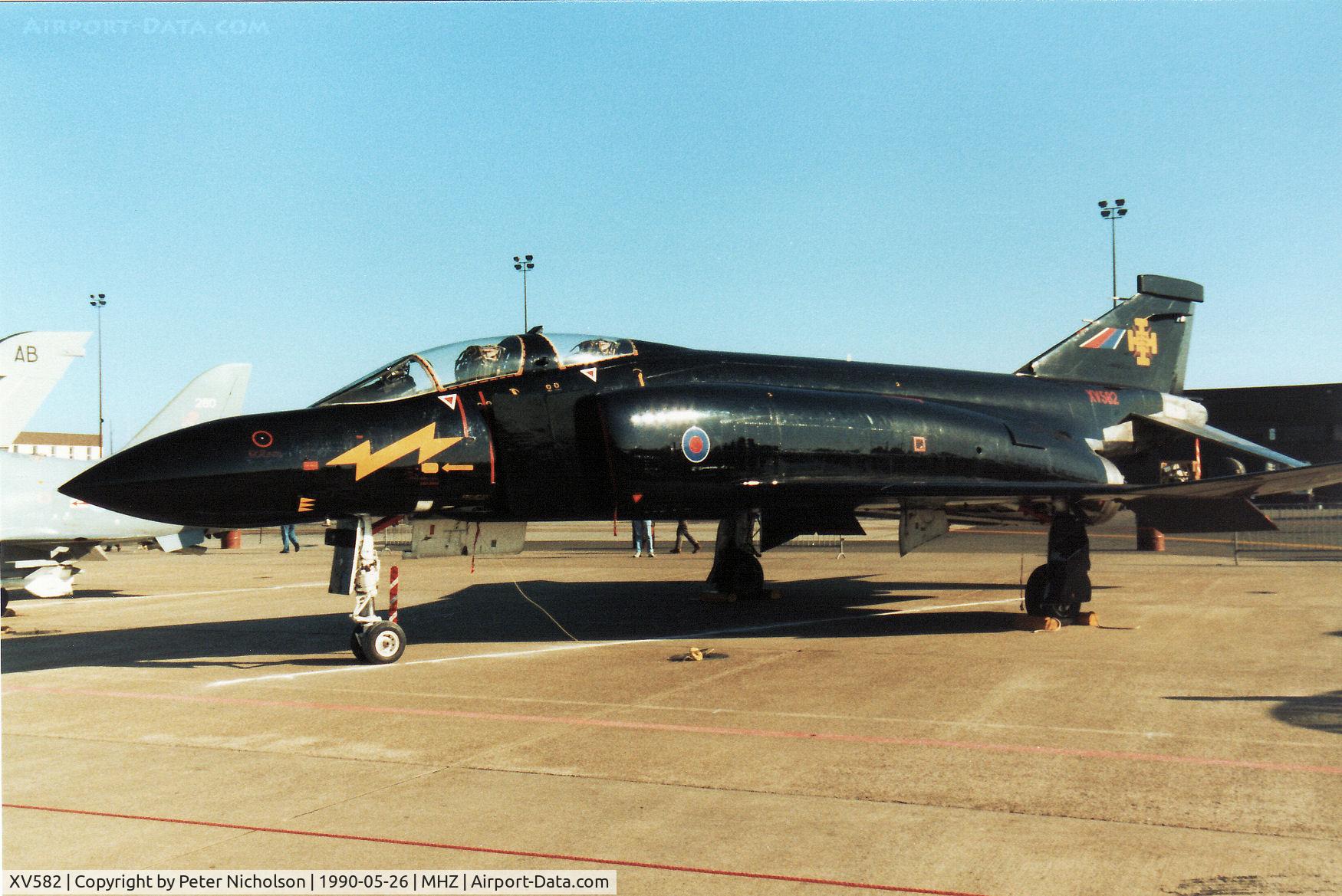 XV582, 1969 McDonnell Douglas Phantom FG1 C/N 3253/9336, Phantom FG.1, Black Mike, of 111 Squadron at RAF Leuchars in the static park at the 1990 RAF Mildenhall Air Fete.
