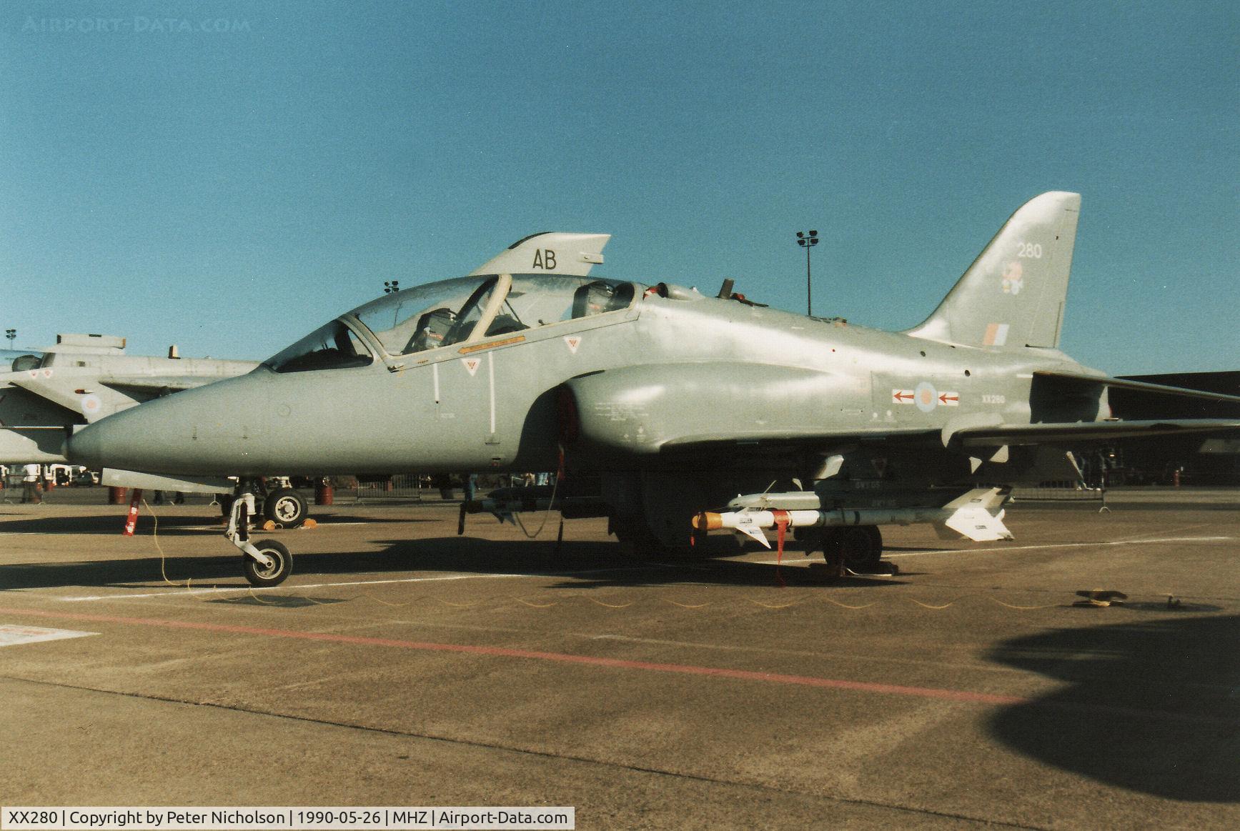 XX280, 1979 Hawker Siddeley Hawk T.1A C/N 105/312105, Hawk T.1A of 79 Squadron in the static park at the 1990 RAF Mildenhall Air Fete.