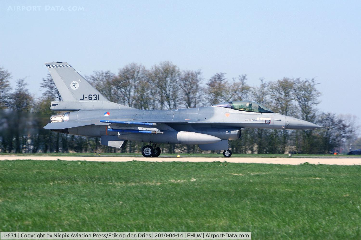 J-631, 1980 Fokker F-16AM Fighting Falcon C/N 6D-63, J-631 of 323 TACTESS sqn Royal Netherlands A, starting it's take off from runway 06 during Frisian Flag 2010