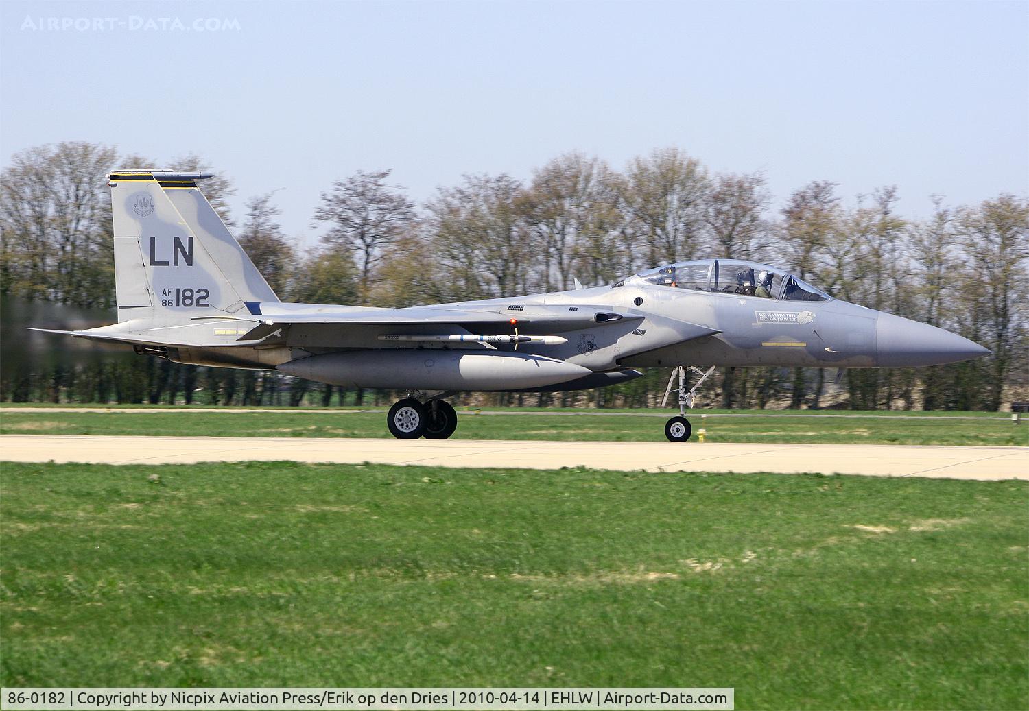 86-0182, 1986 McDonnell Douglas F-15D Eagle C/N 0994/D062, USAFE 48 FW/493 FS F-15D Eagle with registration 86-0182 during Frisian Flag 2010
