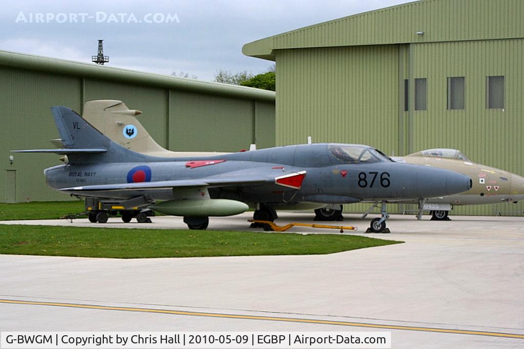 G-BWGM, 1955 Hawker Hunter T.8C C/N HABL-003008, on static display at the Great Vintage Flying Weekend