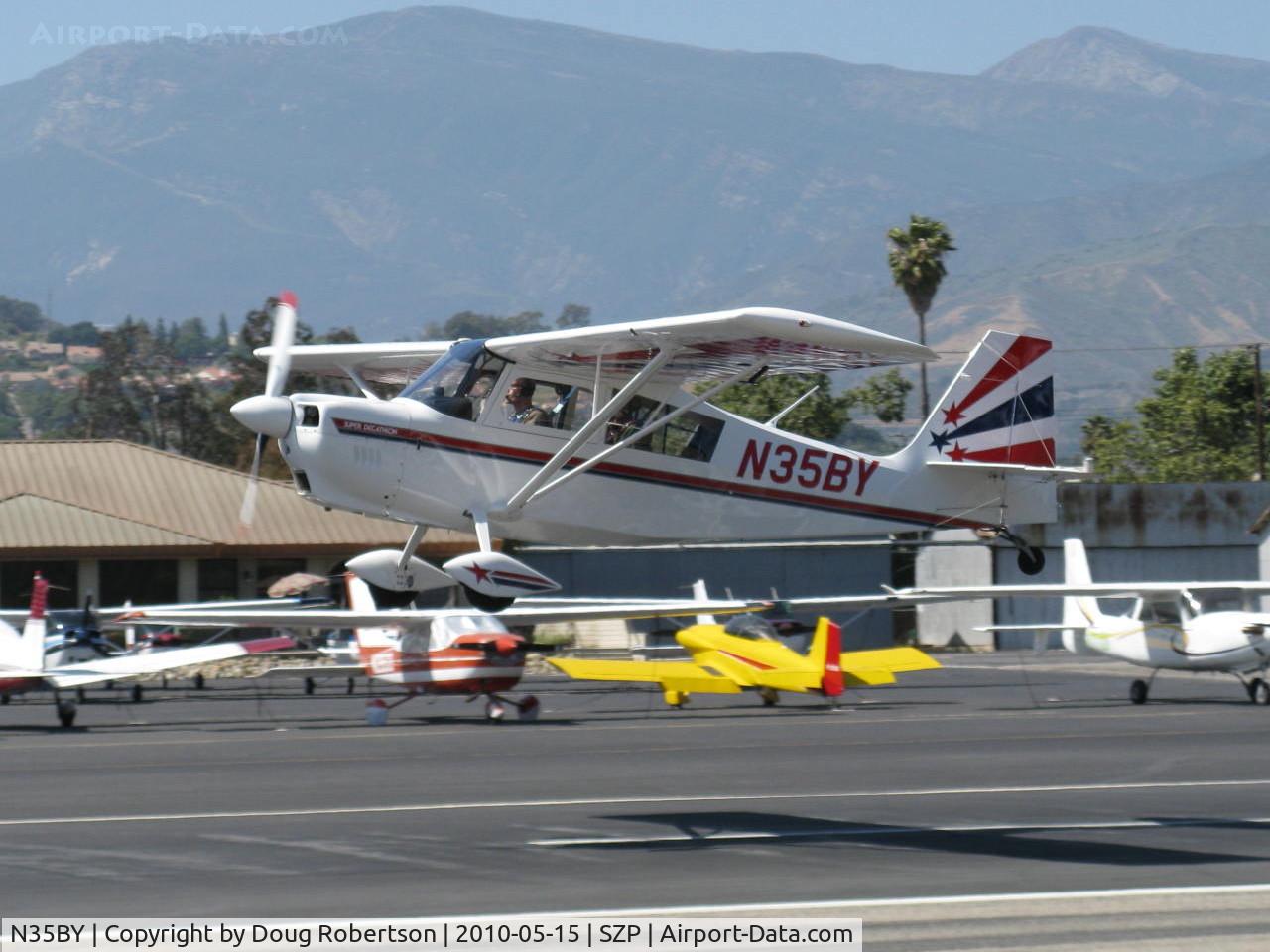 N35BY, 2005 American Champion 8KCAB Super Decathlon C/N 998-2005, 2005 American Champion 8KCAB SUPER DECATHLON, Lycoming AEIO-360-H1B 180 Hp, CS prop, near symmentrical airfoil, takeoff climb Rwy 22