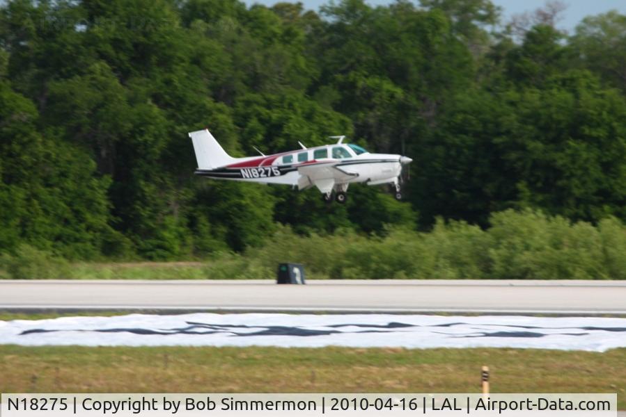 N18275, 1977 Beech A36 Bonanza 36 C/N E-1071, Arriving at Lakeland, FL during Sun N Fun 2010.