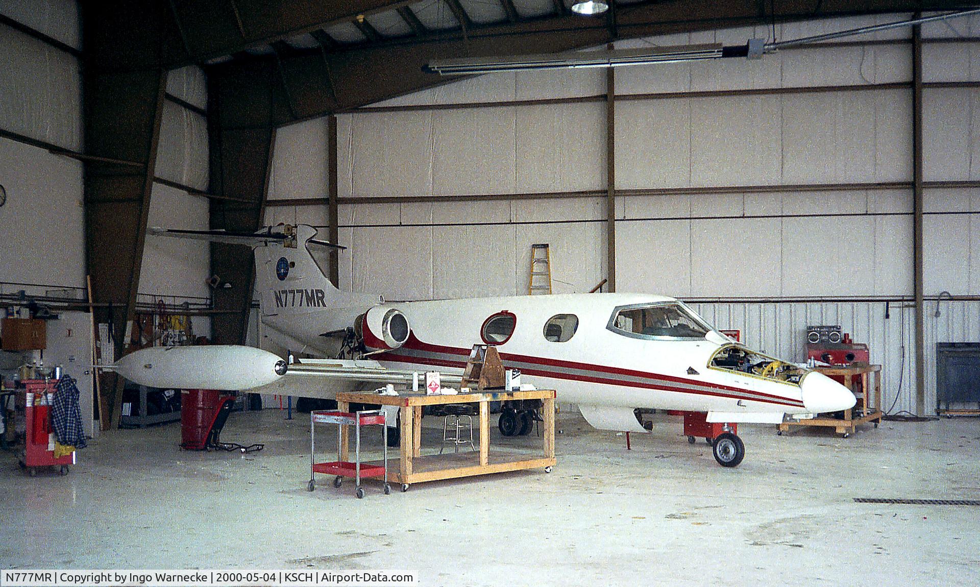 N777MR, 1967 Learjet 24 C/N 24-142, Learjet 24 undergoing maintenance (engine change?) at Schenectady county airport