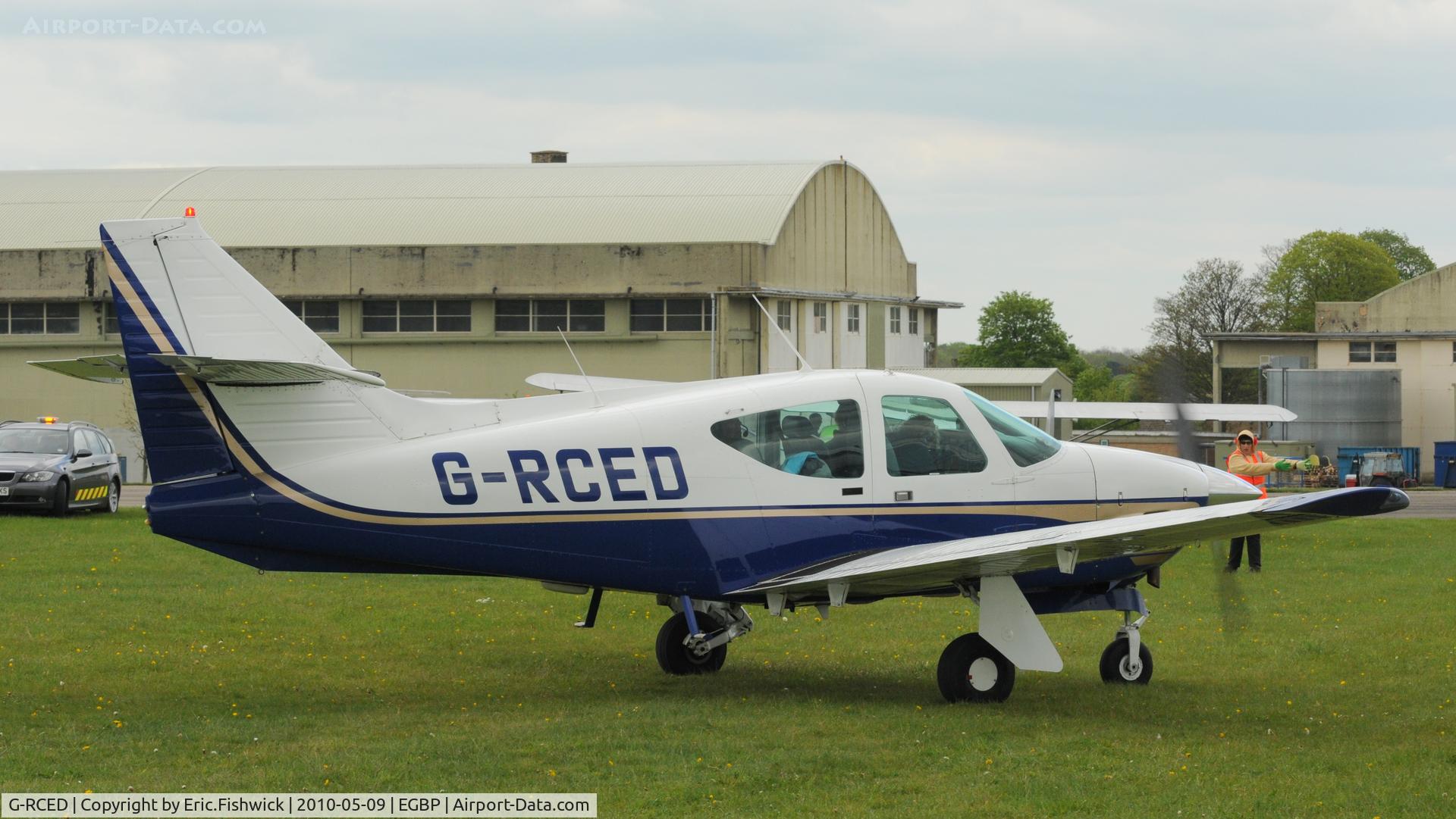 G-RCED, 1977 Rockwell Commander 114 C/N 14241, 2. G-RCED departing Kemble Airport (Great Vintage Flying Weekend)