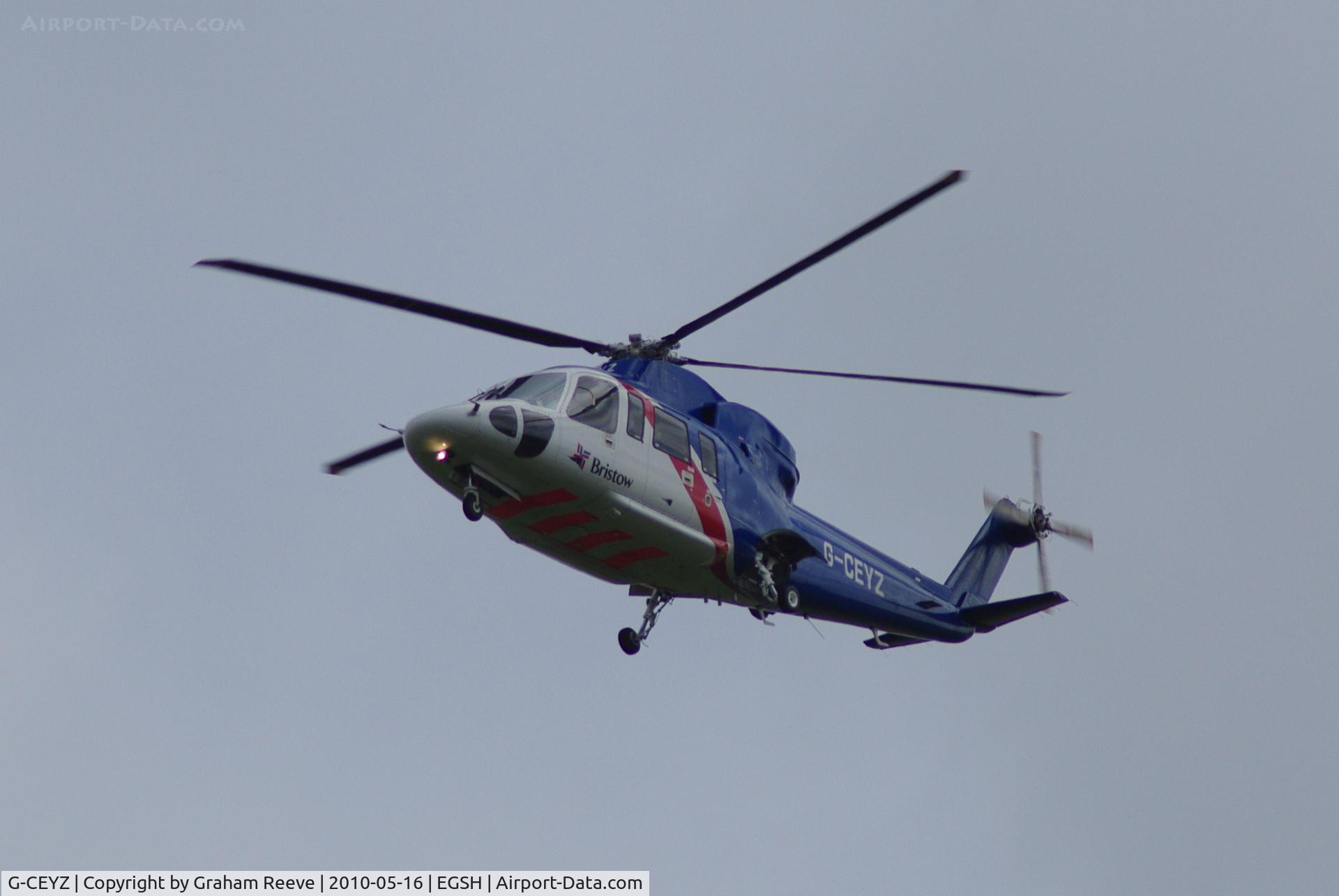 G-CEYZ, 2007 Sikorsky S-76C C/N 760669, Landing at Norwich.