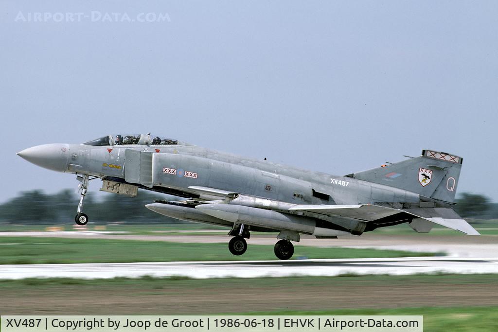 XV487, 1969 McDonnell Douglas Phantom FGR2 C/N 3386, When 29 Sq had its squadron exchange with a Volkel unit all flying was done on the secundary runway. How close to the fence the aircraft came in!