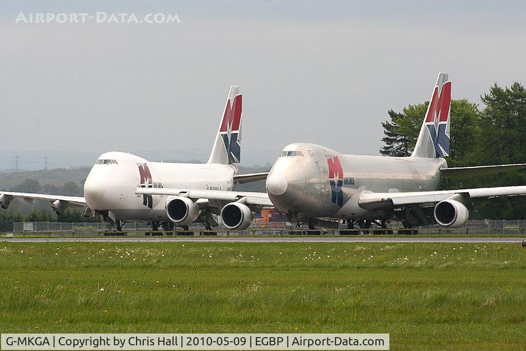 G-MKGA, 1979 Boeing 747-2R7F/SCD C/N 21650, in storage at Kemble alongside G-MKCA