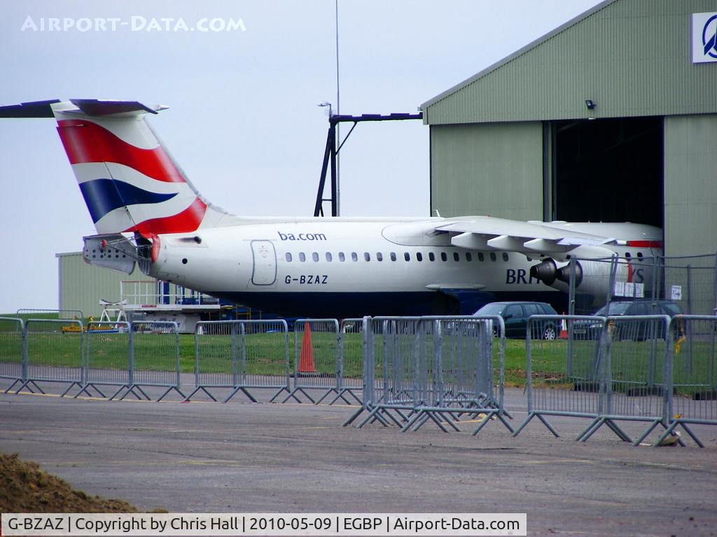 G-BZAZ, 2000 British Aerospace Avro 146-RJ100 C/N E3369, in storage at Kemble