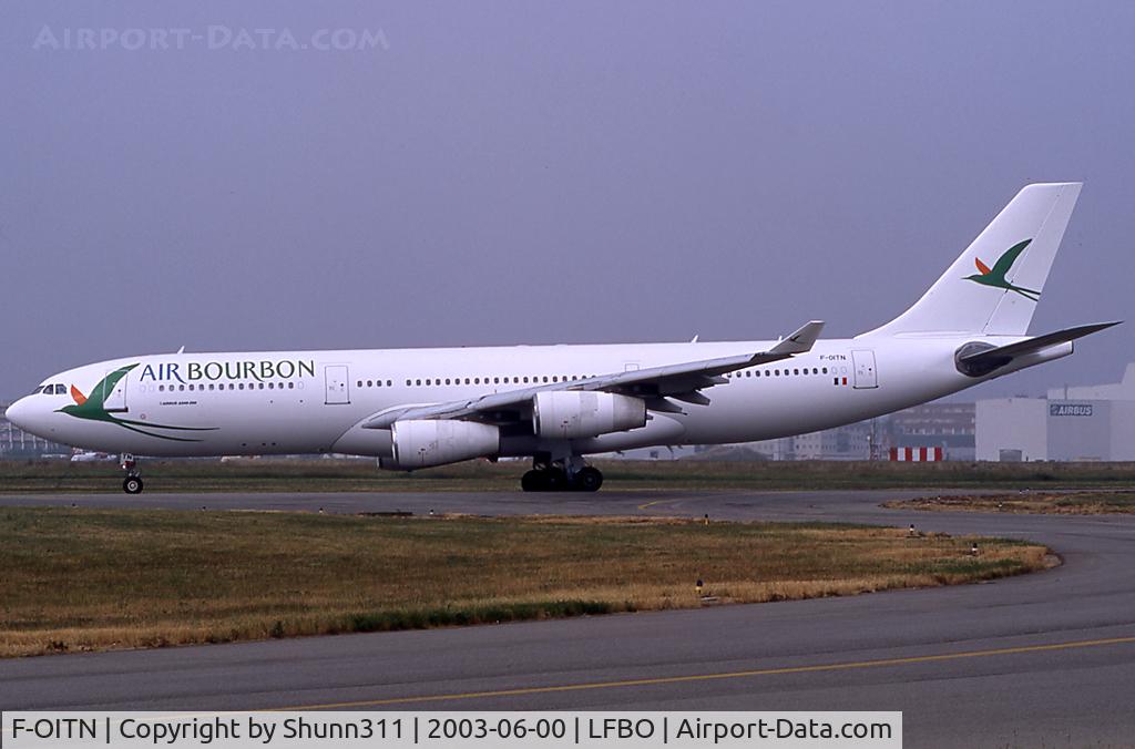 F-OITN, 1993 Airbus A340-211 C/N 031, Taxiing holding point rwy 32R for departure...