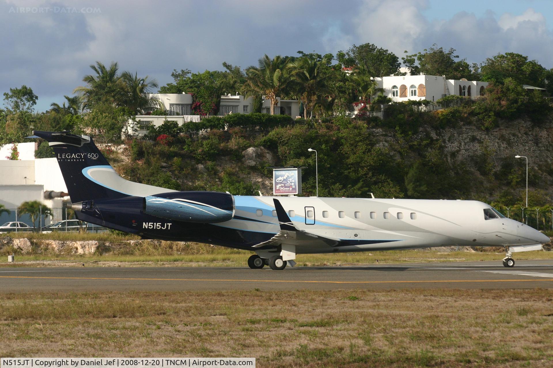 N515JT, 2006 Embraer EMB-135BJ Legacy C/N 14500950, N515JT at the lines for take off at TNCM runway 10