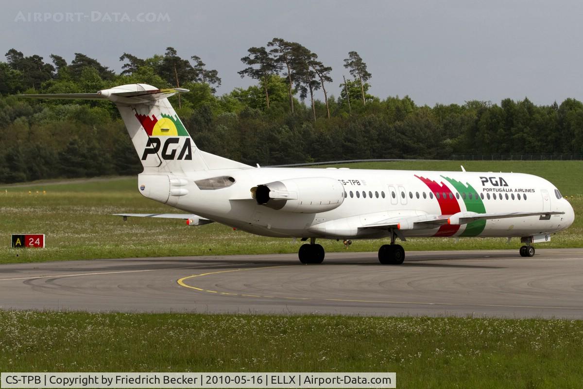 CS-TPB, 1990 Fokker 100 (F-28-0100) C/N 11262, holding point RW24