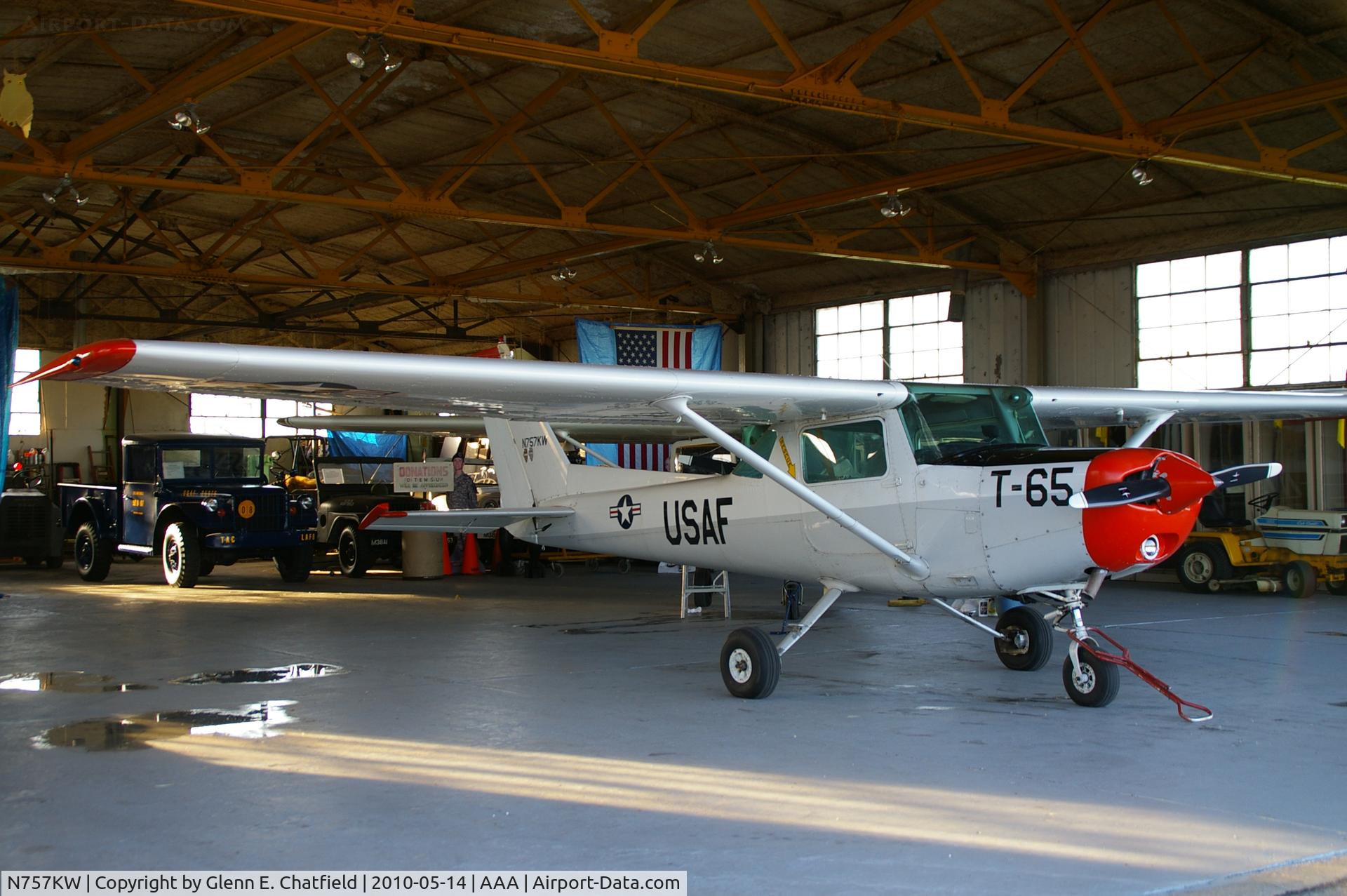 N757KW, 1977 Cessna 152 C/N 15279810, Parked in the hangar of the Heritage of Flight Museum
