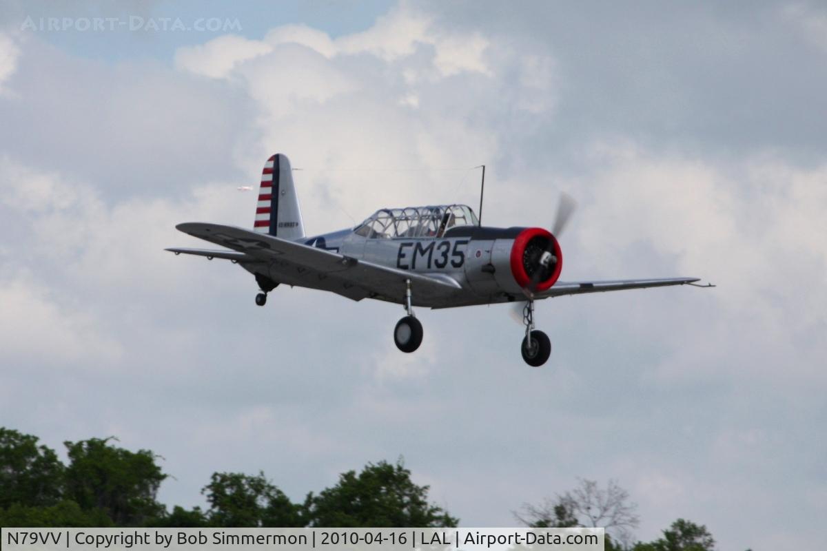N79VV, 1942 Consolidated Vultee BT-13A C/N 11756, Landing on 9 during Sun N Fun 2010 at Lakeland, FL.