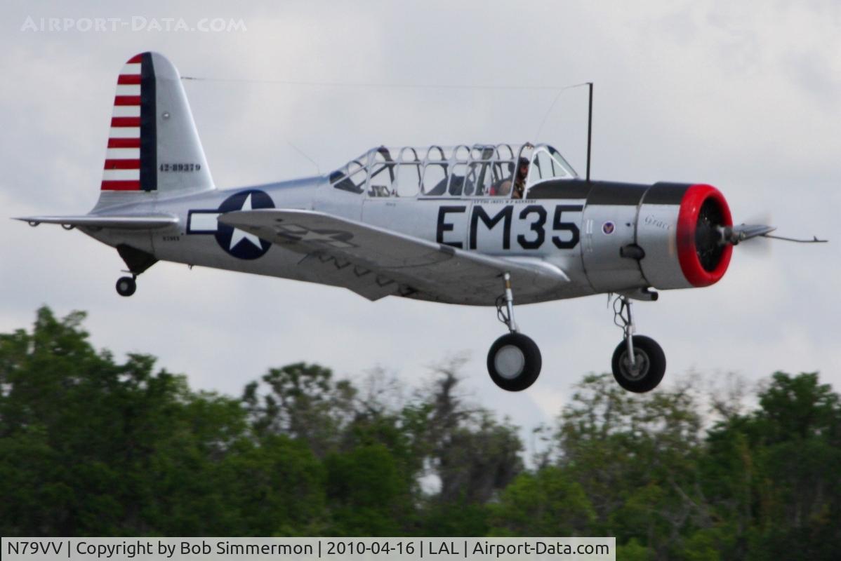 N79VV, 1942 Consolidated Vultee BT-13A C/N 11756, Arriving at Lakeland, FL during Sun N Fun 2010.