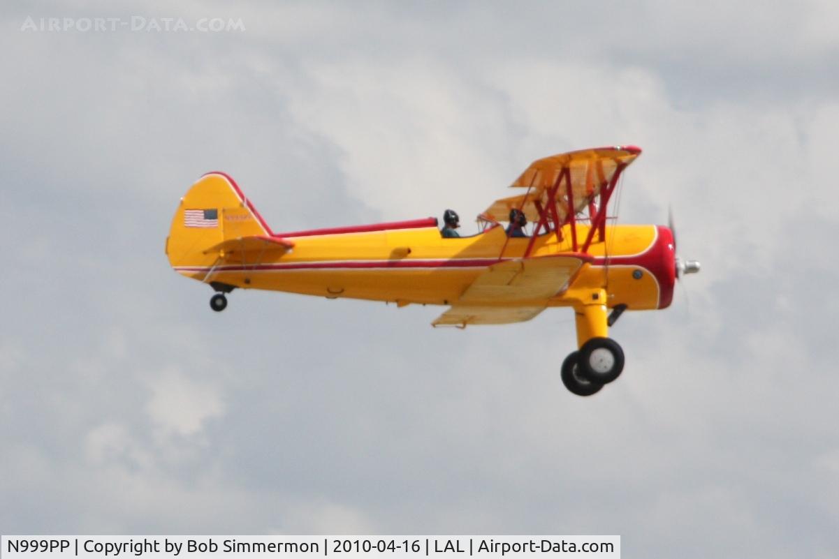 N999PP, 1941 Boeing A75N1(PT17) C/N 75-2389, Arriving at Lakeland, FL during Sun N Fun 2010.