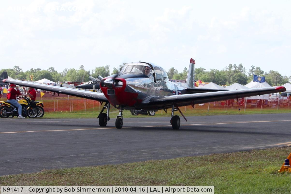 N91417, 1946 North American Navion C/N NAV-4-254, Departing Lakeland, FL during Sun N Fun 2010