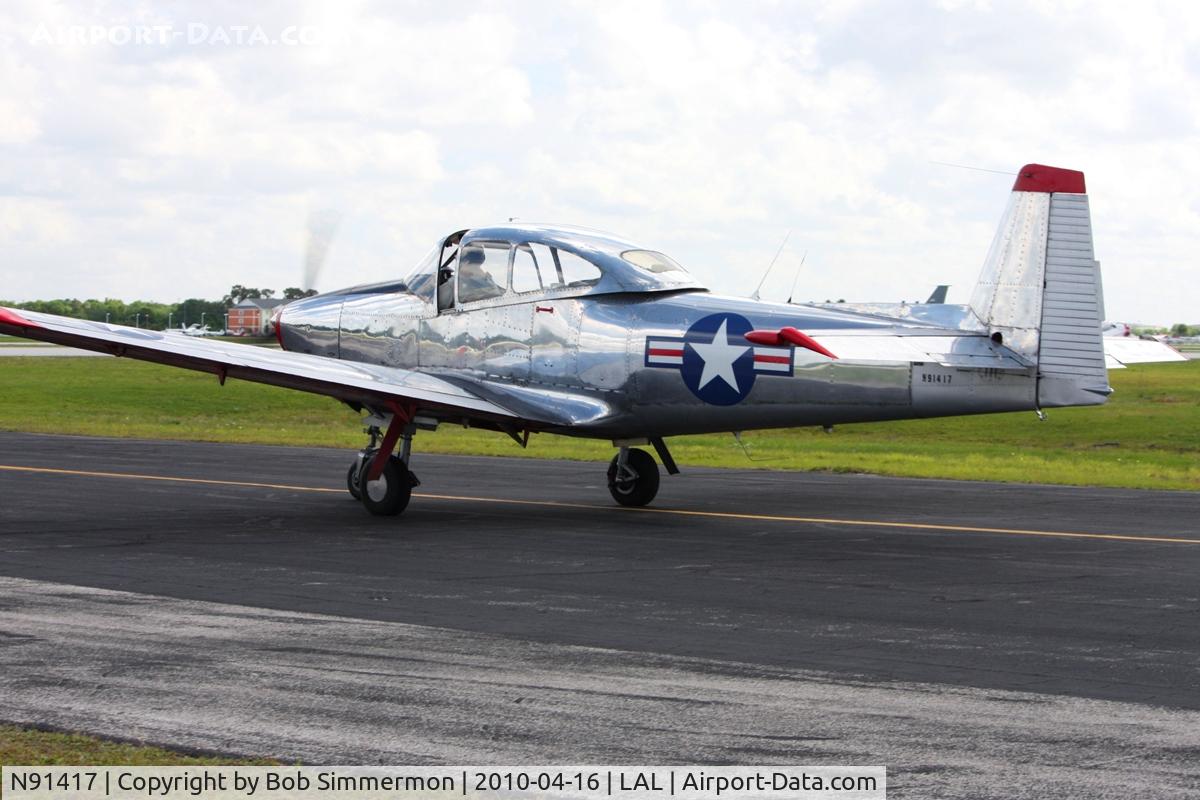 N91417, 1946 North American Navion C/N NAV-4-254, Departing Lakeland, FL during Sun N Fun 2010